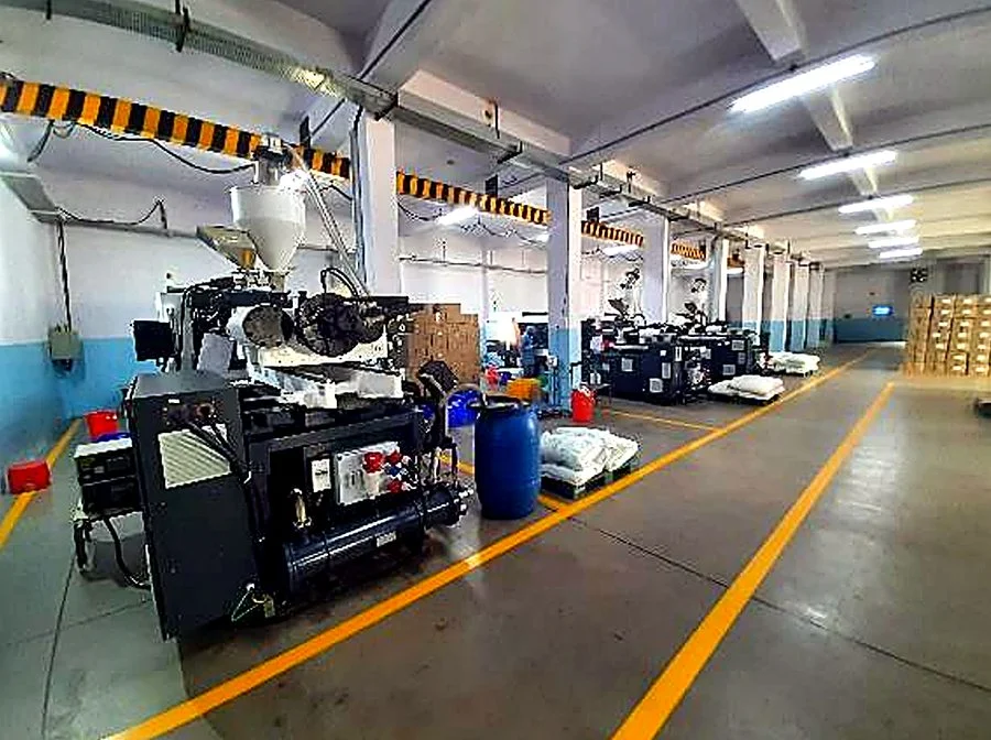 Injection moulding shop floor at the Krishna Polymer Technology plant in Jeedimetla