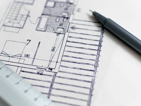 Technical drawing being developed with a pen