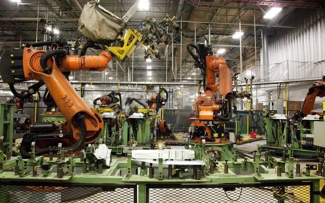 Automated machines on a manufacturing floor