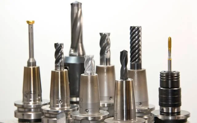Precision cutting tools lined up for inspection